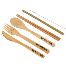 Load image into Gallery viewer, Cutlery Wooden Bamboo Tableware Flatware Knife Fork Spoon Travel Set