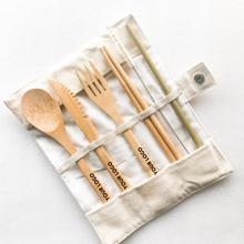 Load image into Gallery viewer, Cutlery Wooden Bamboo Tableware Flatware Knife Fork Spoon Travel Set