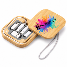 Load image into Gallery viewer, Bamboo Charger Cable Set (SQUARE)