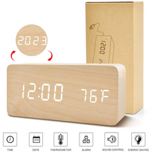Load image into Gallery viewer, Wooden Digital Clock 3D rectangle