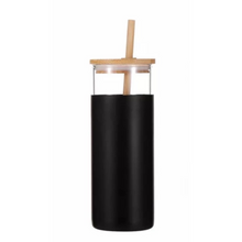 Load image into Gallery viewer, Silicon Glass Tumbler with Bamboo Lid and Straw
