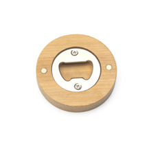 Load image into Gallery viewer, Round Bamboo Small Portable Bottle Opener