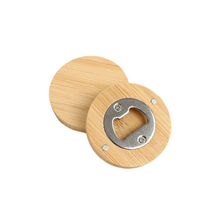 Load image into Gallery viewer, Round Bamboo Small Portable Bottle Opener