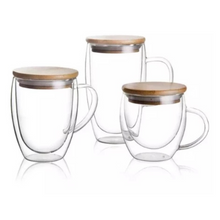 Load image into Gallery viewer, Double Walled Glass with Bamboo Lid