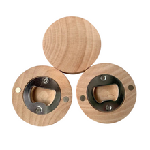 Load image into Gallery viewer, Round Bamboo Small Portable Bottle Opener