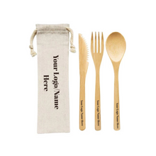 Load image into Gallery viewer, Bamboo Cutlery with Pouch
