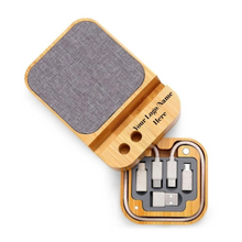 Load image into Gallery viewer, 3 in 1 Wooden Phone Stand Phone Holder with Charger Cable Set