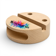 Load image into Gallery viewer, Bamboo Mobile Stand with Amplifier Speaker Round with Penholder