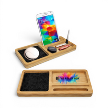 Load image into Gallery viewer, Bamboo Multi Purpose Desk Organizer with Mobile Stand