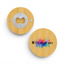 Load image into Gallery viewer, Round Bamboo Small Portable Bottle Opener