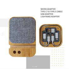 Load image into Gallery viewer, 3 in 1 Wooden Phone Stand Phone Holder with Charger Cable Set