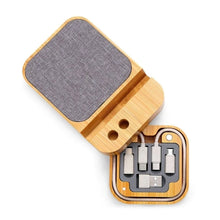 Load image into Gallery viewer, 3 in 1 Wooden Phone Stand Phone Holder with Charger Cable Set