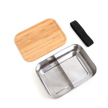 Load image into Gallery viewer, Japanese Bamboo Lid 304 Stainless Steel Bento box Lunch
