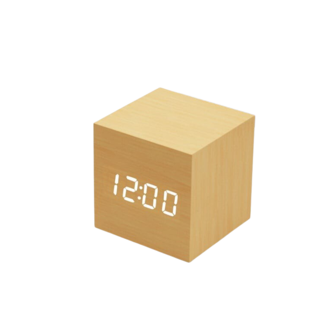 Wooden Digital Clock 3D Square