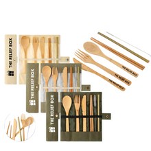 Load image into Gallery viewer, Cutlery Wooden Bamboo Tableware Flatware Knife Fork Spoon Travel Set
