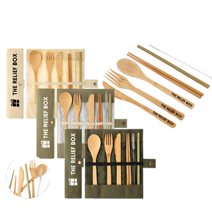 Cutlery Wooden Bamboo Tableware Flatware Knife Fork Spoon Travel Set