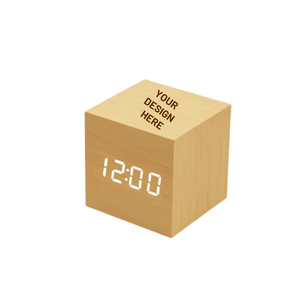 Wooden Digital Clock 3D Square