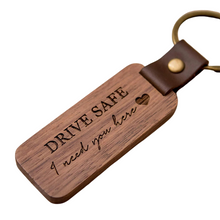Load image into Gallery viewer, Wooden Keychain with Leather Accent
