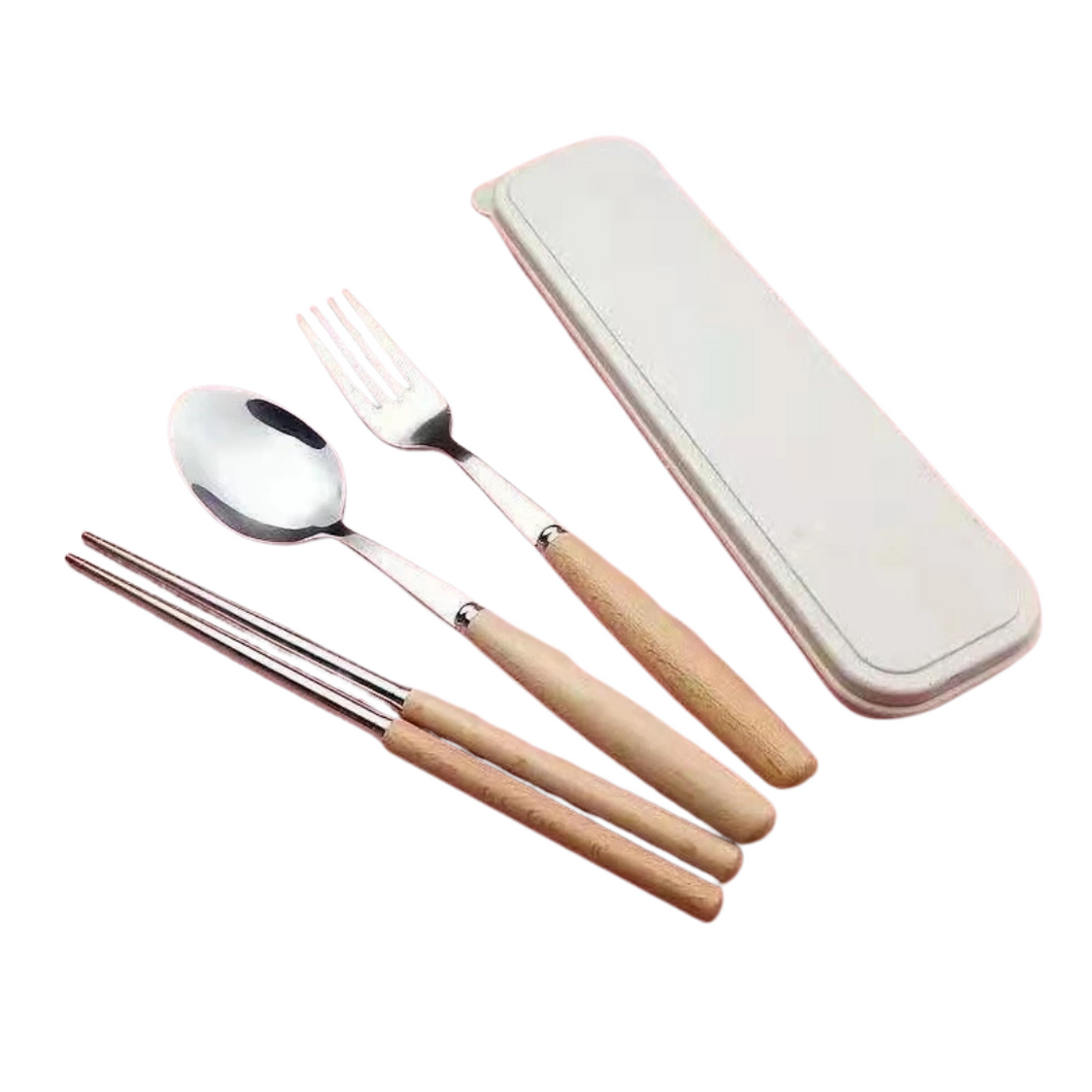 Wooden Handle Utensils with Case