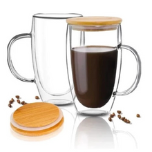 Load image into Gallery viewer, Double Walled Glass with Bamboo Lid
