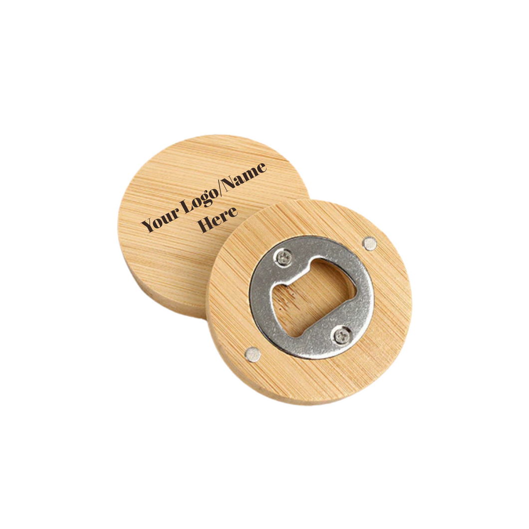 Round Bamboo Small Portable Bottle Opener