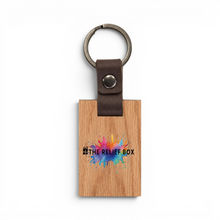 Load image into Gallery viewer, Wooden Keychain with Leather Accent
