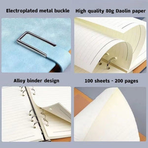 Leather Refillable Notebook loose-Leaf Binder Magnetic Buckle